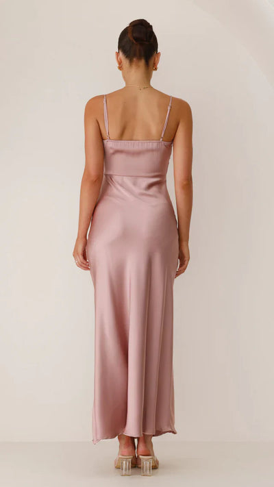 Flair - Satinkleid mit Schlitz – Sommerliches Abendkleid für Damen