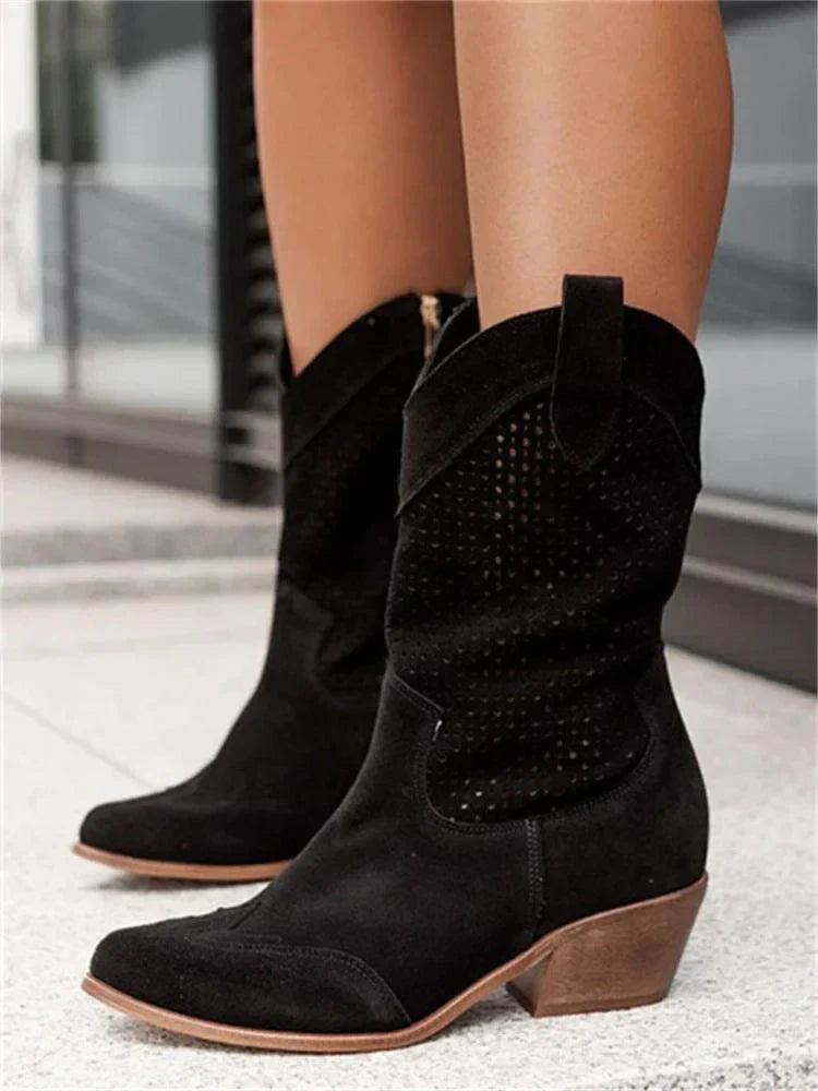 Flair - Damen Schicke Cowboy-Stiefel | Reißverschluss
