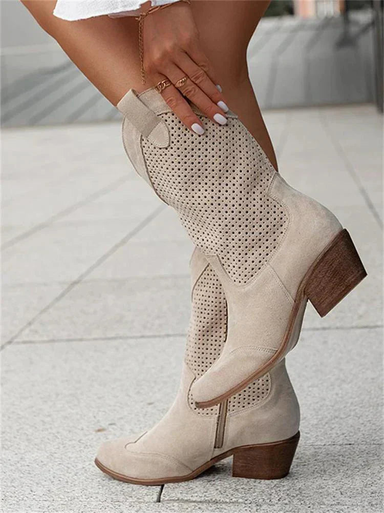 Flair - Damen Schicke Cowboy-Stiefel | Reißverschluss