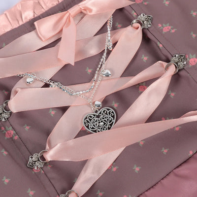 Flair - Damen Rosa Midi Dirndl Kleid | Oktoberfest