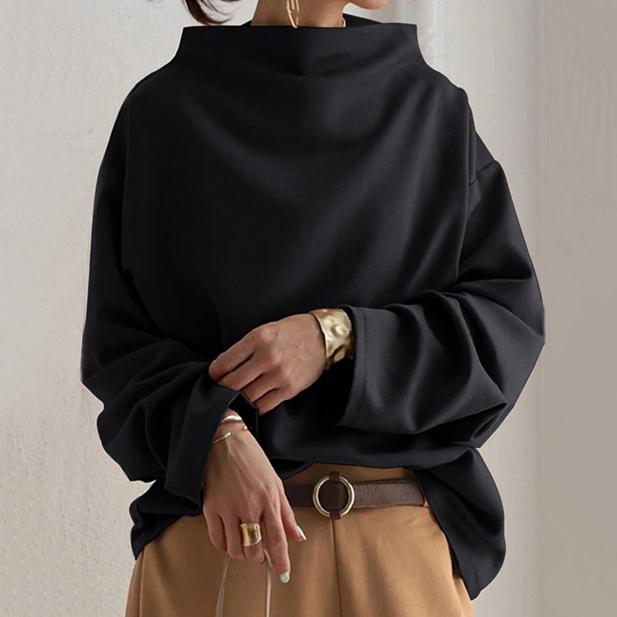 Flair - Damen Hoher Kragen Pullover | Lang