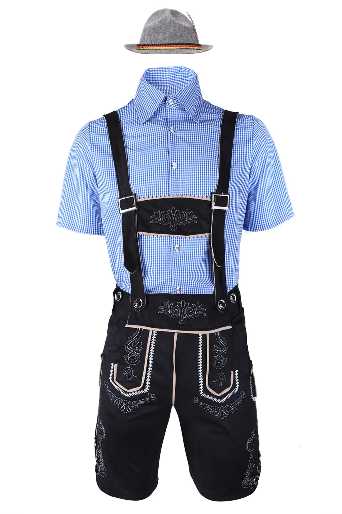 Flair - Herren Oktoberfest Trachten Set Herren – Komplettes Outfit mit Lederhosen, Hemd und Hut