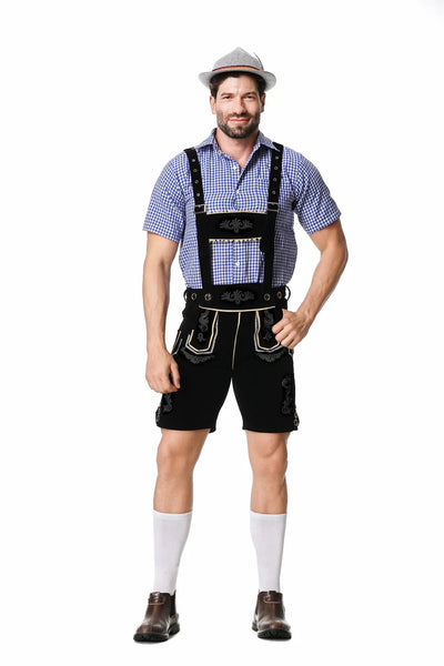 Flair - Herren Oktoberfest Trachten Set Herren – Komplettes Outfit mit Lederhosen, Hemd und Hut