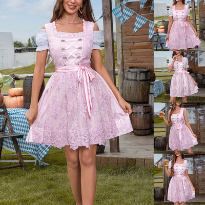 Flair - Damen Rosa Dirndl Kleid | Oktoberfest