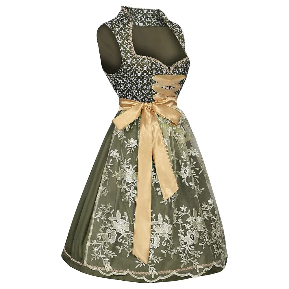 Flair - Damen Grün Trachten Dirndl Kleid | Oktoberfest