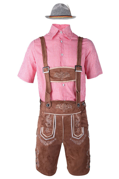 Flair - Herren Oktoberfest Trachten Set Herren – Komplettes Outfit mit Lederhosen, Hemd und Hut