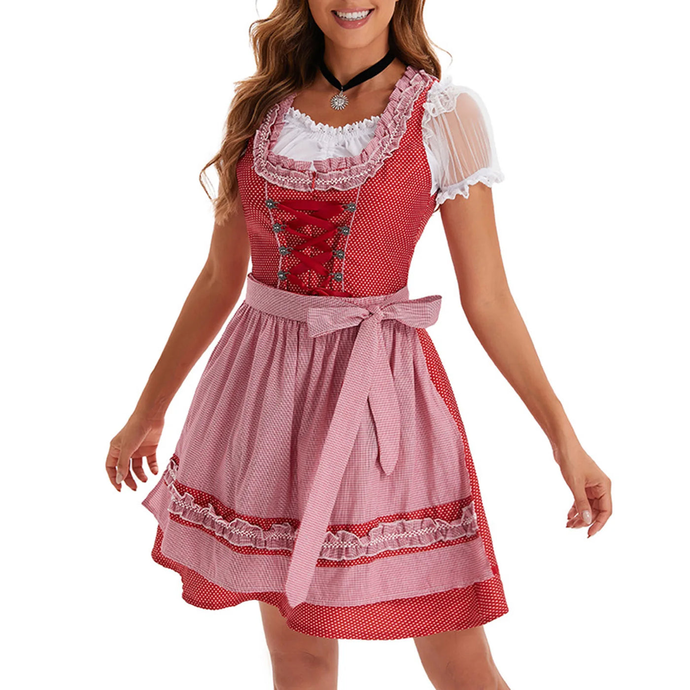 Flair - Damen Rot Dirndl Kleid | Oktoberfest