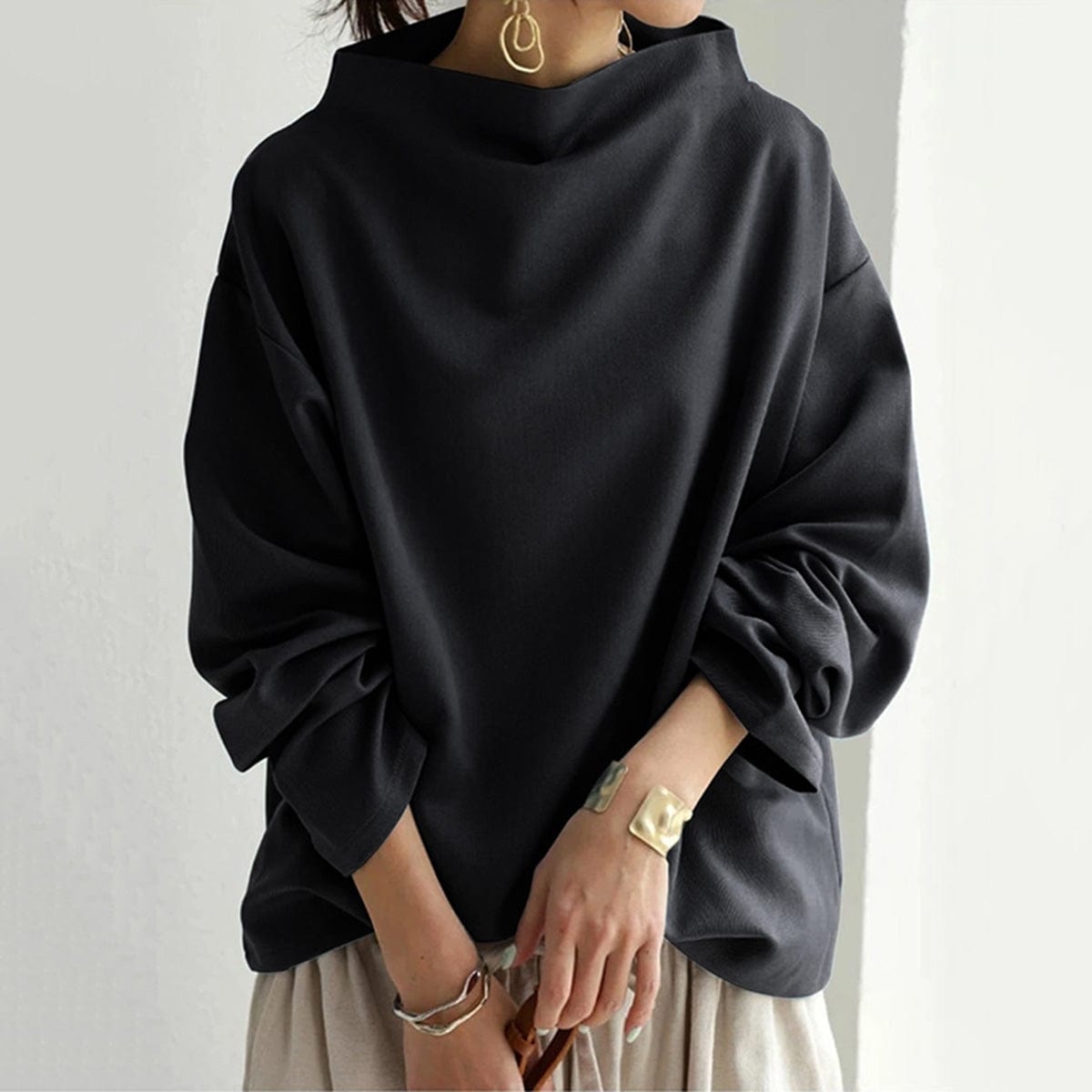 Flair - Damen Hoher Kragen Pullover | Lang