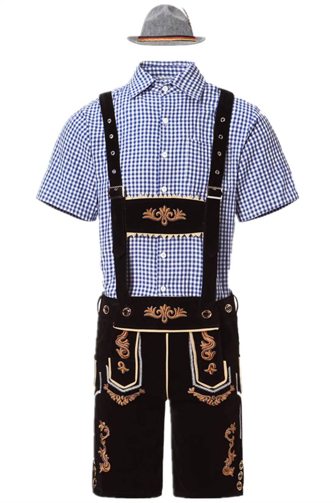 Flair - Herren Oktoberfest Trachten Set Herren – Komplettes Outfit mit Lederhosen, Hemd und Hut