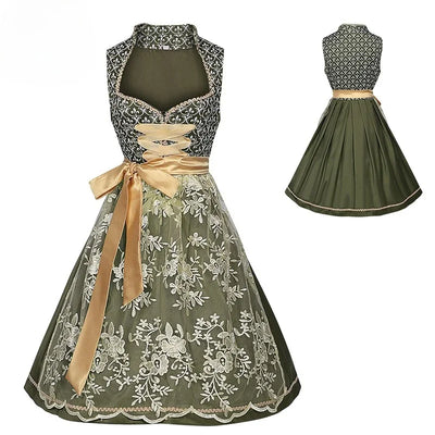 Flair - Damen Grün Trachten Dirndl Kleid | Oktoberfest