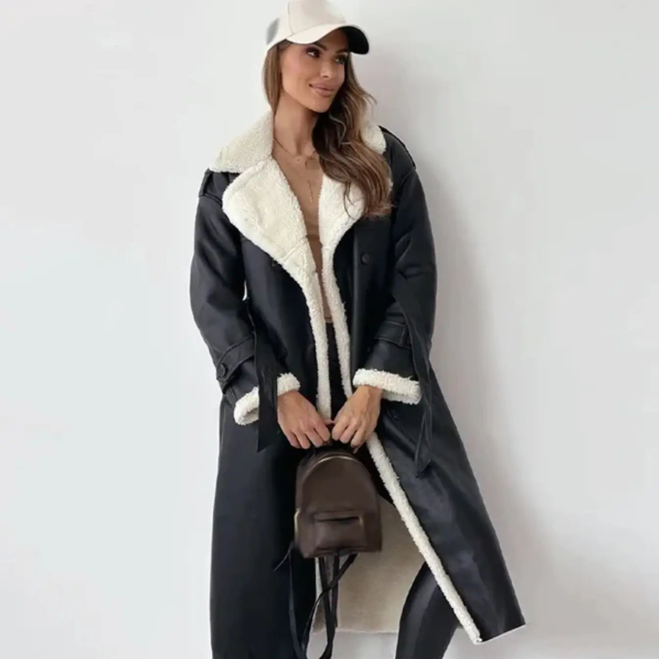 Flair - Damen Lange Klassische Jacke | Fütterung und Teddykragen