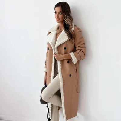 Flair - Damen Lange Klassische Jacke | Fütterung und Teddykragen