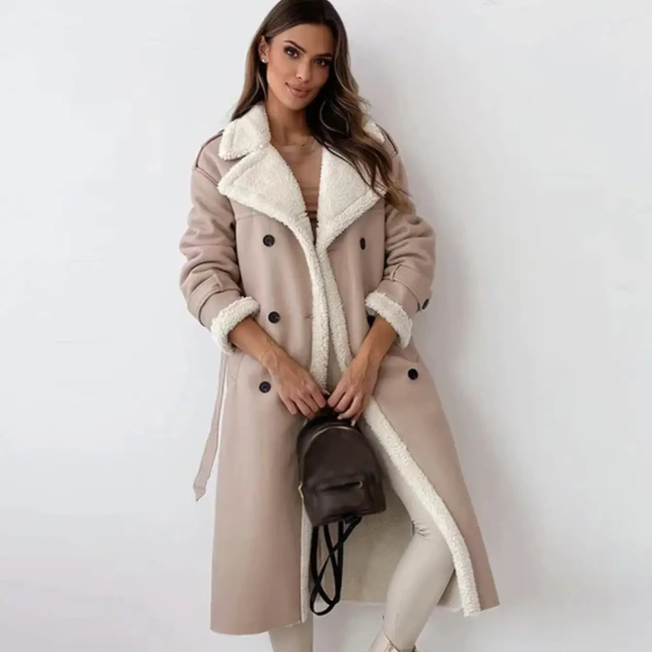 Flair - Damen Lange Klassische Jacke | Fütterung und Teddykragen