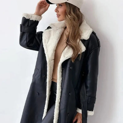Flair - Damen Lange Klassische Jacke | Fütterung und Teddykragen