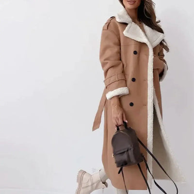 Flair - Damen Lange Klassische Jacke | Fütterung und Teddykragen