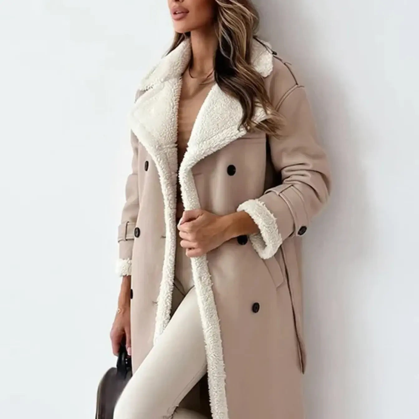 Flair - Damen Lange Klassische Jacke | Fütterung und Teddykragen