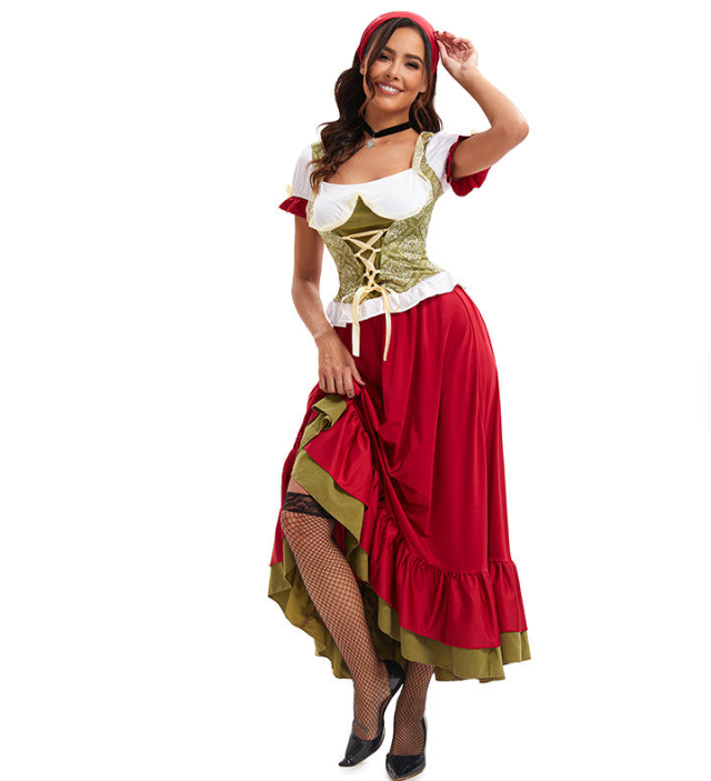 Flair - Damen Langes Traditionell Dirndl Kleid | Oktoberfest