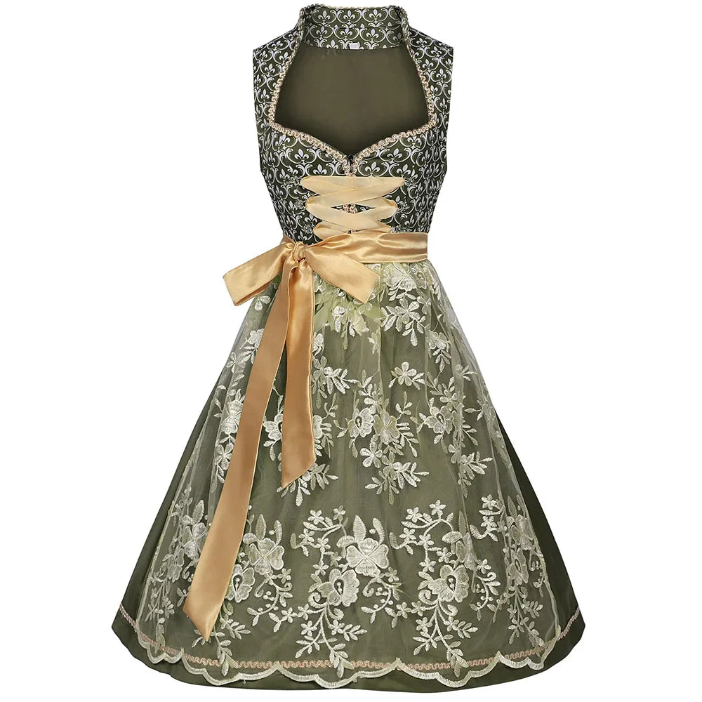 Flair - Damen Grün Trachten Dirndl Kleid | Oktoberfest