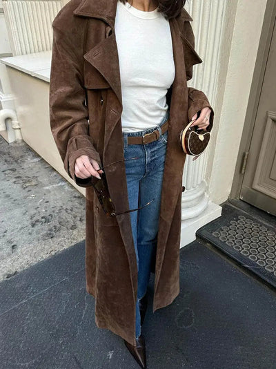 Flair - Damen Warme Wildleder Trenchcoat | Winter