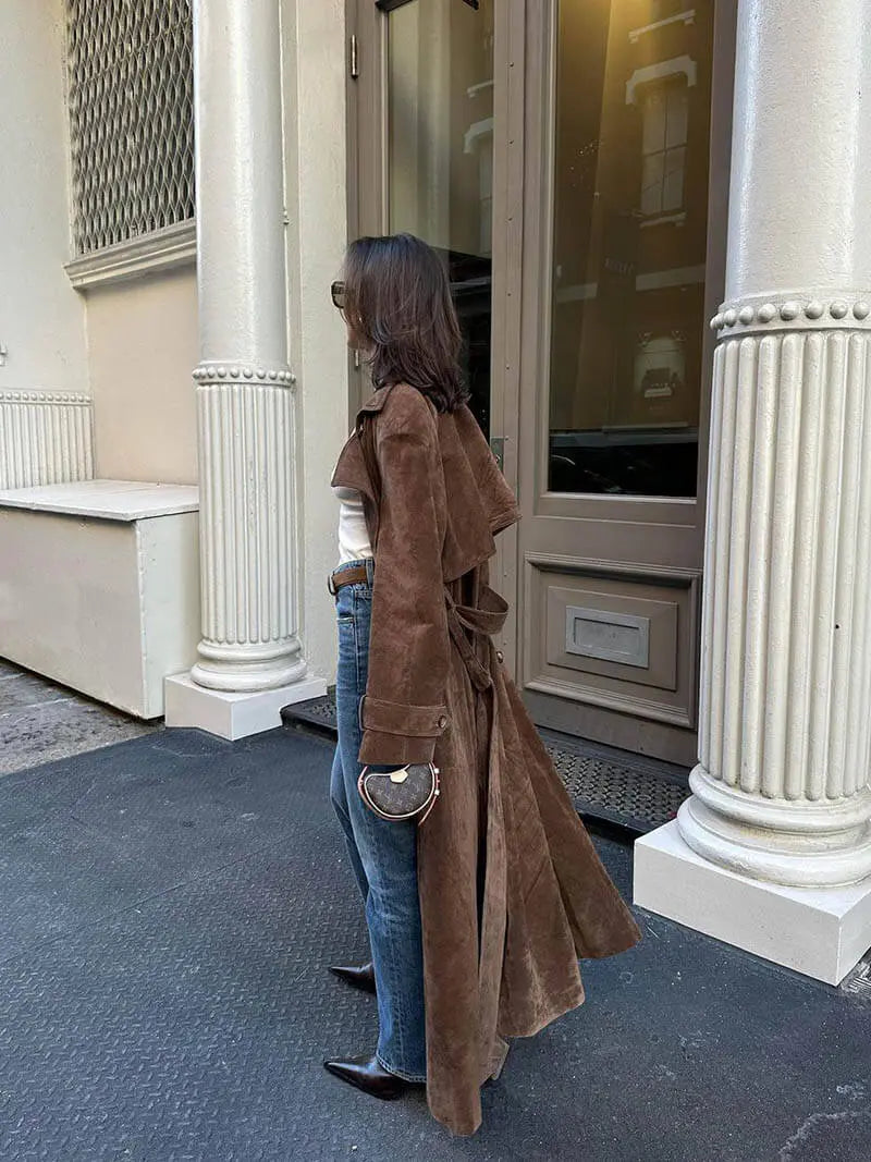 Flair - Damen Warme Wildleder Trenchcoat | Winter