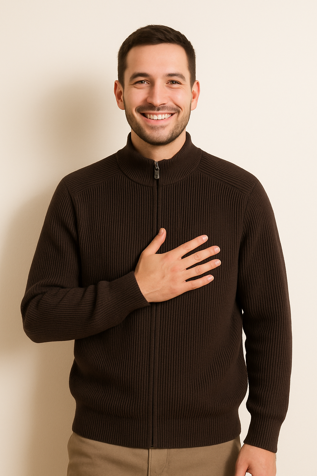 Flair - Herren Reißverschluss Pullover | Woll