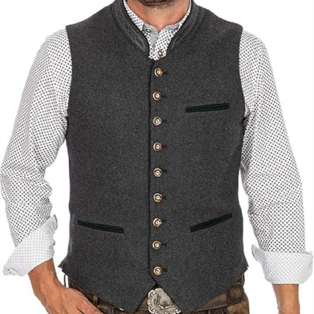Flair - Herren Trachtenweste im Klassischen Stil mit Stehkragen | Oktoberfest