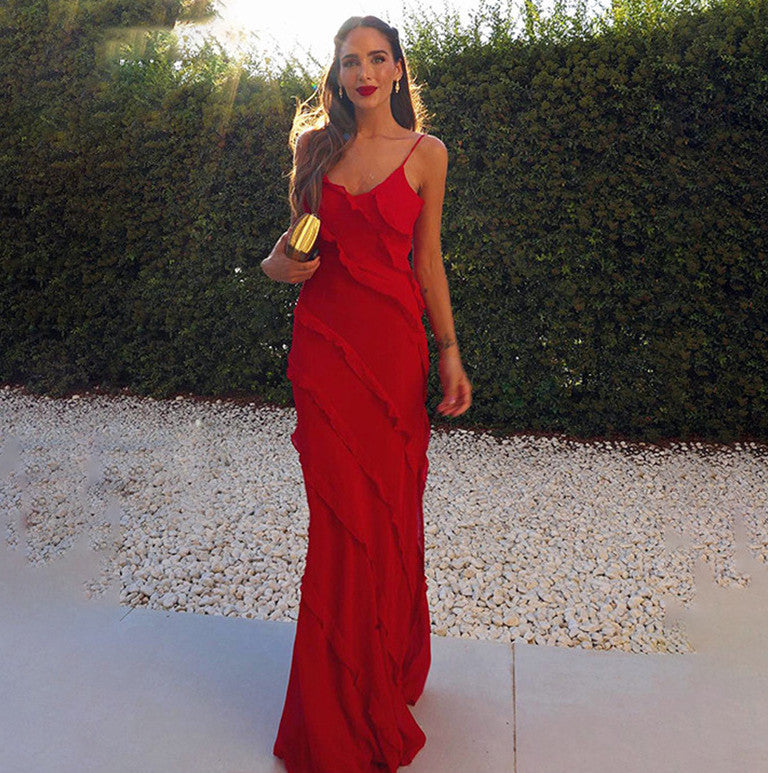 Flair - Langes Chiffonkleid mit Strumpfhaltern