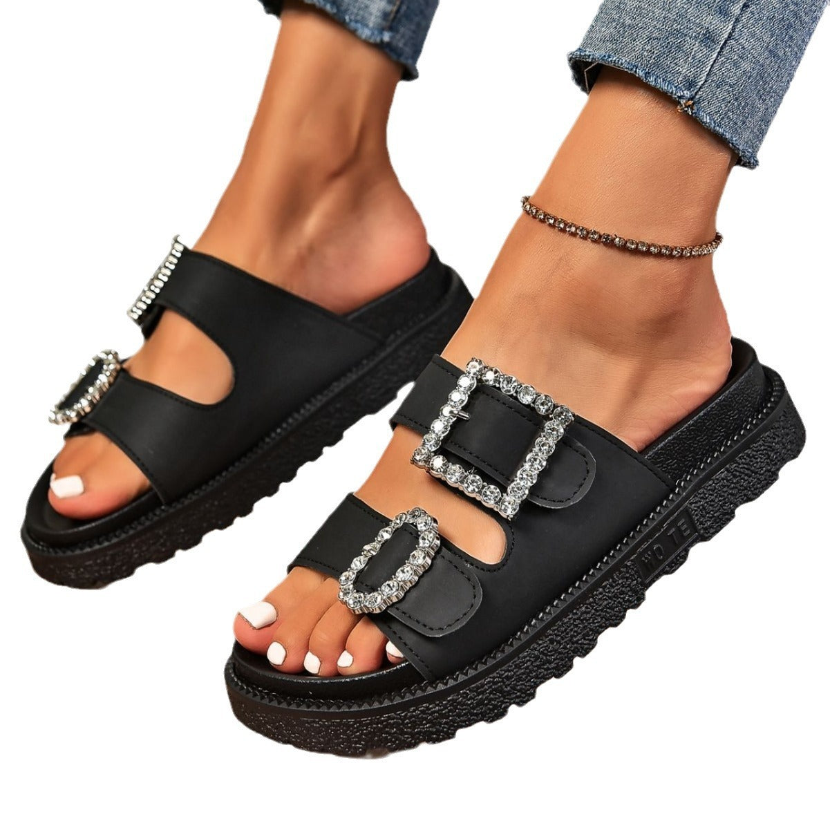 Flair - Modische Sandalen mit Strass-Gürtelschnalle
