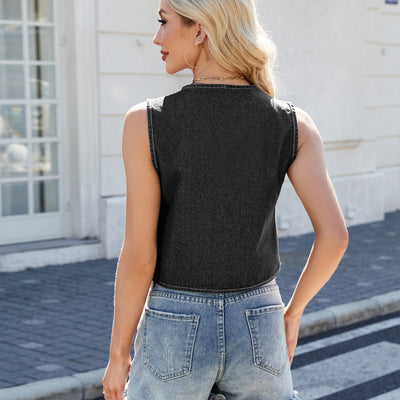 Flair - Y2K Denim-Weste mit Schleifenbindung