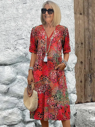 Flair - Weiches Damenkleid Mit V Ausschnitt