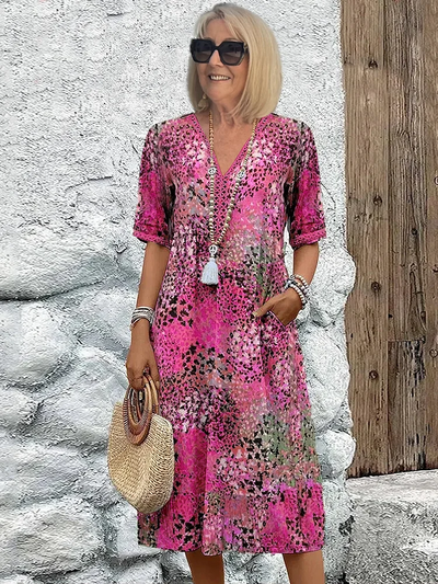 Flair - Weiches Damenkleid Mit V Ausschnitt