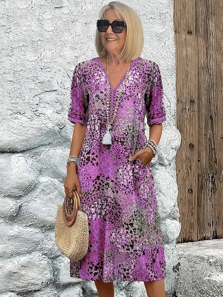 Flair - Weiches Damenkleid Mit V Ausschnitt