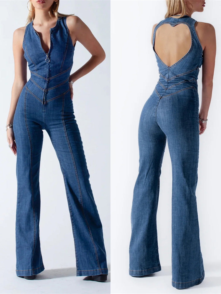 Flair - Vintage-Jeans-Overall mit offenem Rücken