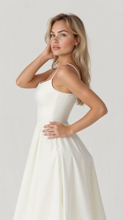 Flair - Fließendes Schulterfreies Midikleid