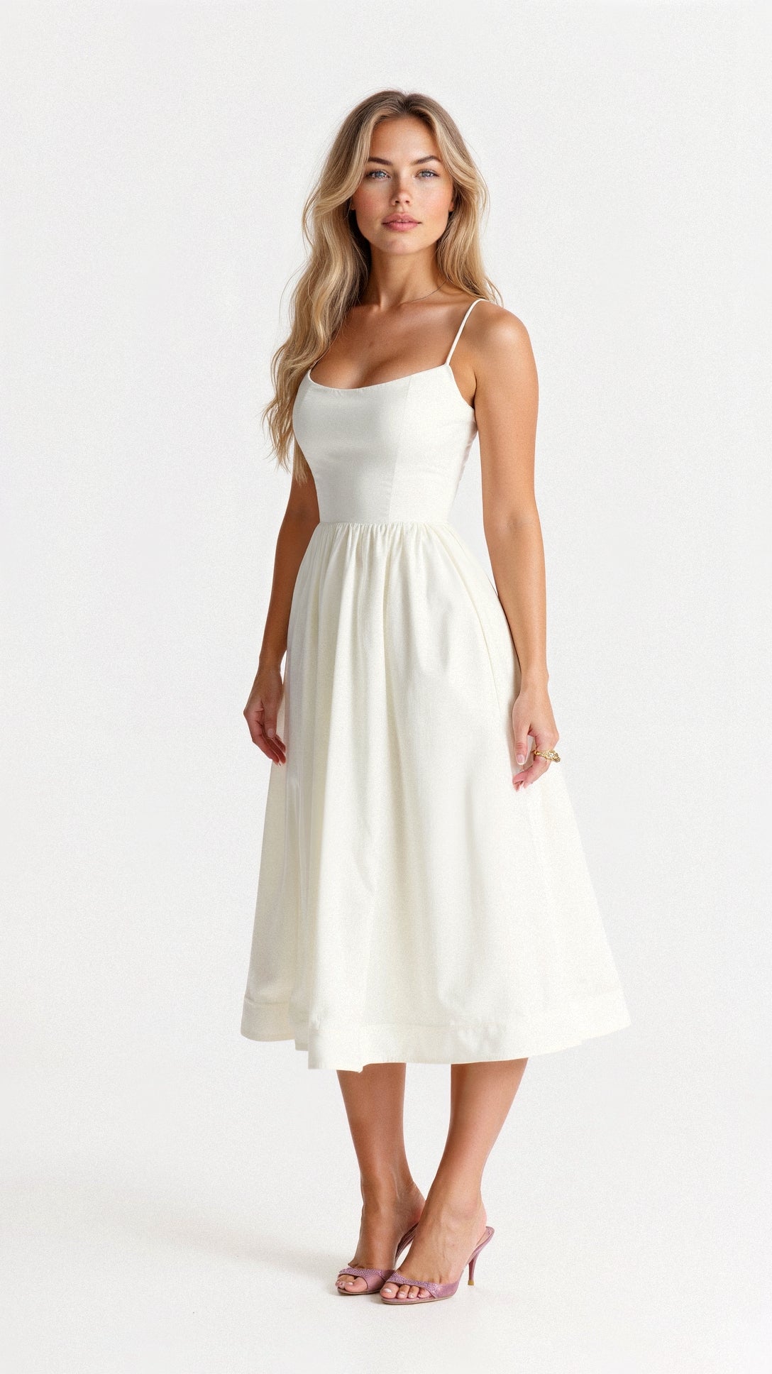 Flair - Fließendes Schulterfreies Midikleid