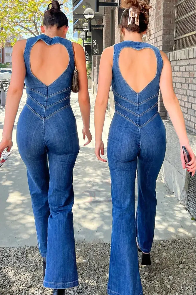 Flair - Vintage-Jeans-Overall mit offenem Rücken